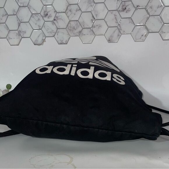 Adidas Black and White Logo Drawstring Gym Bag Backpack - Picture 4 of 5